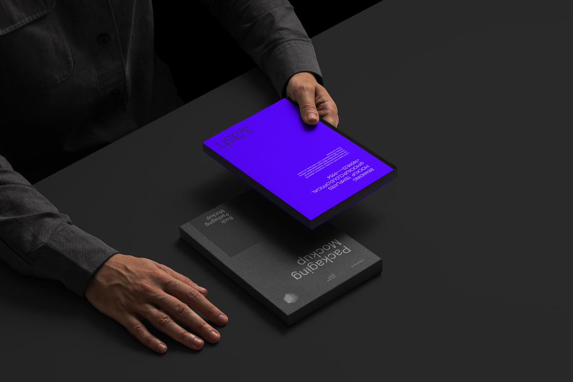 Booklet and Box Mockup Scene / Slash Series
