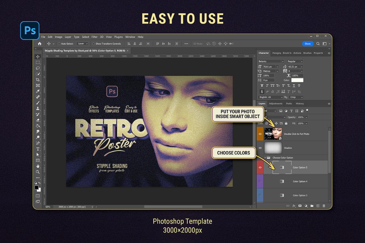Stipple Shading Photoshop Template