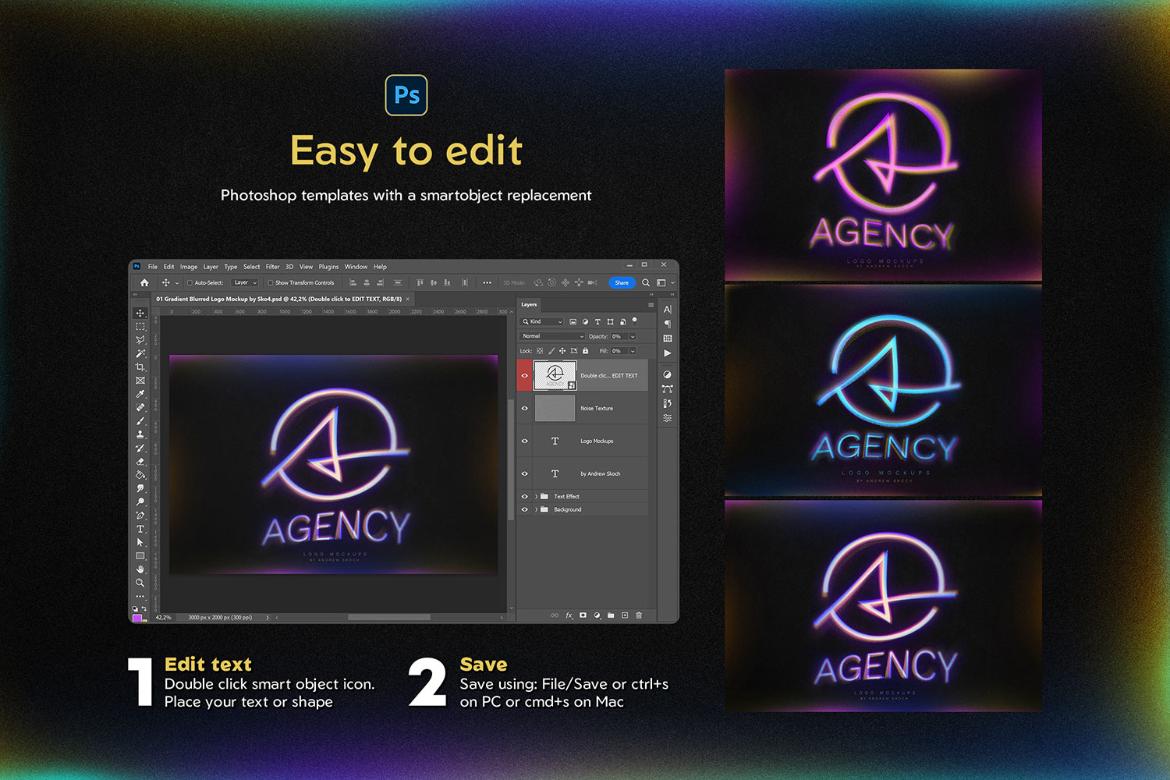 Gradient Blurred Logo Mockups