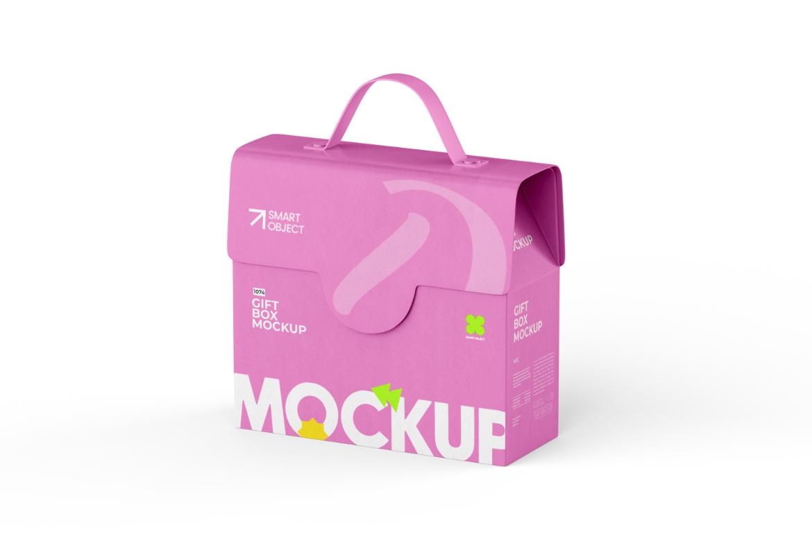 Kraft Paper Box With Handle Mockup