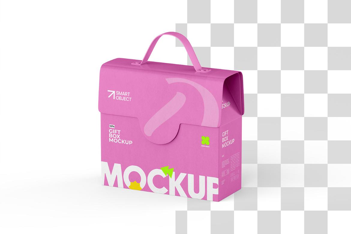 Kraft Paper Box With Handle Mockup