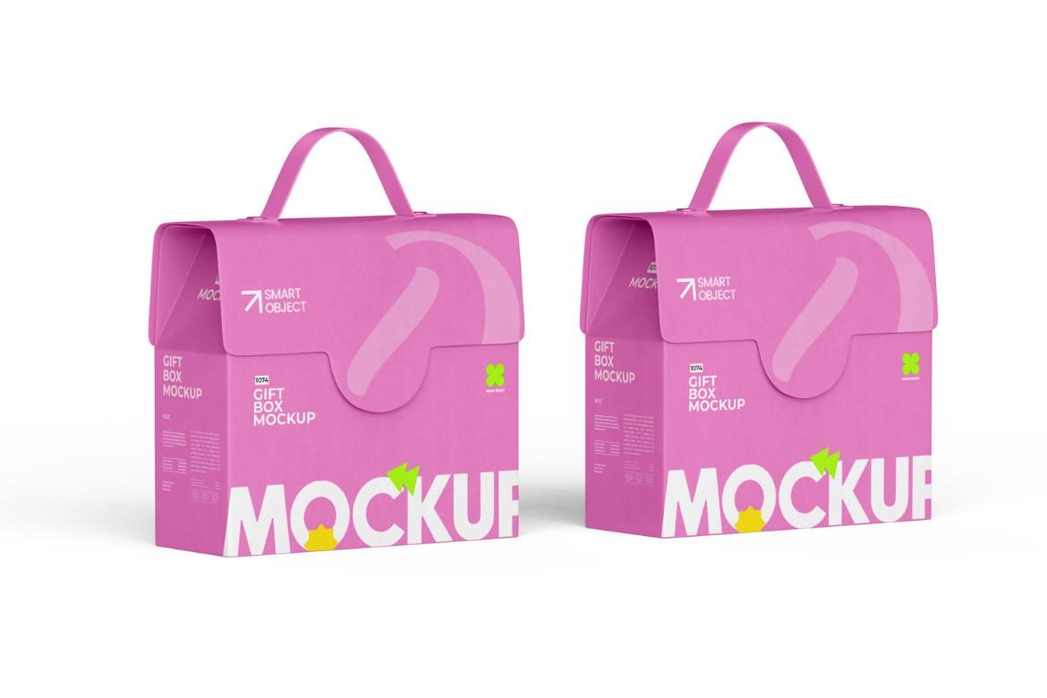 Kraft Paper Box With Handle Mockup