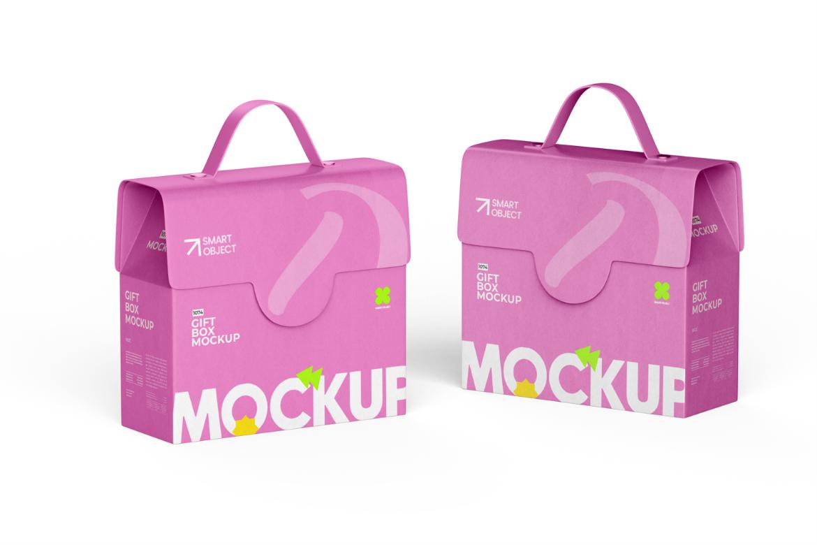 Kraft Paper Box With Handle Mockup