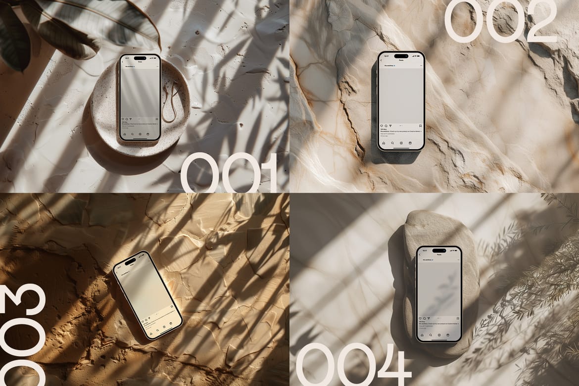 10 iPhone Mockups: Stone & Marble