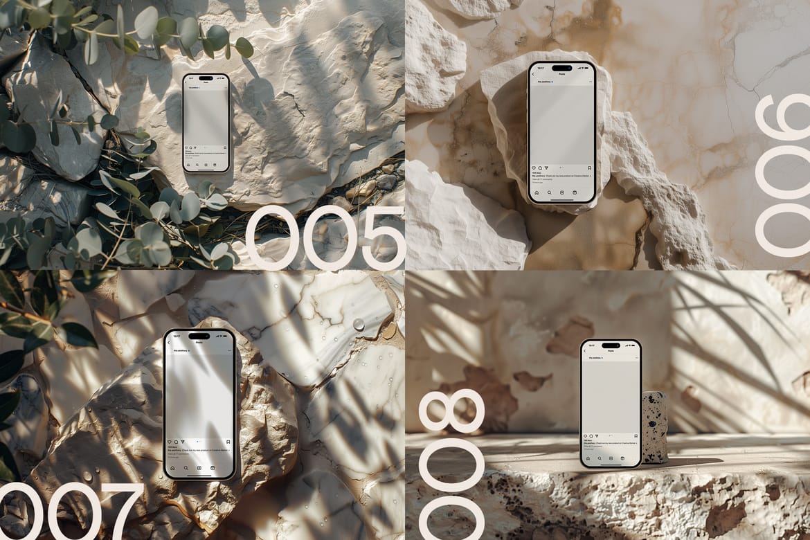 10 iPhone Mockups: Stone & Marble
