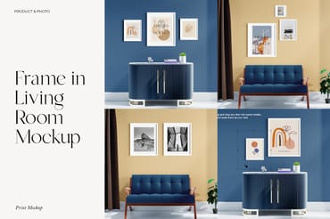 Frames in Living Room Mockup