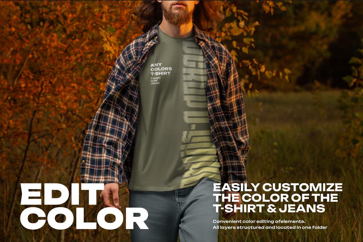 5 Mockups of Men's T-Shirt at the Sunset Outdoor 