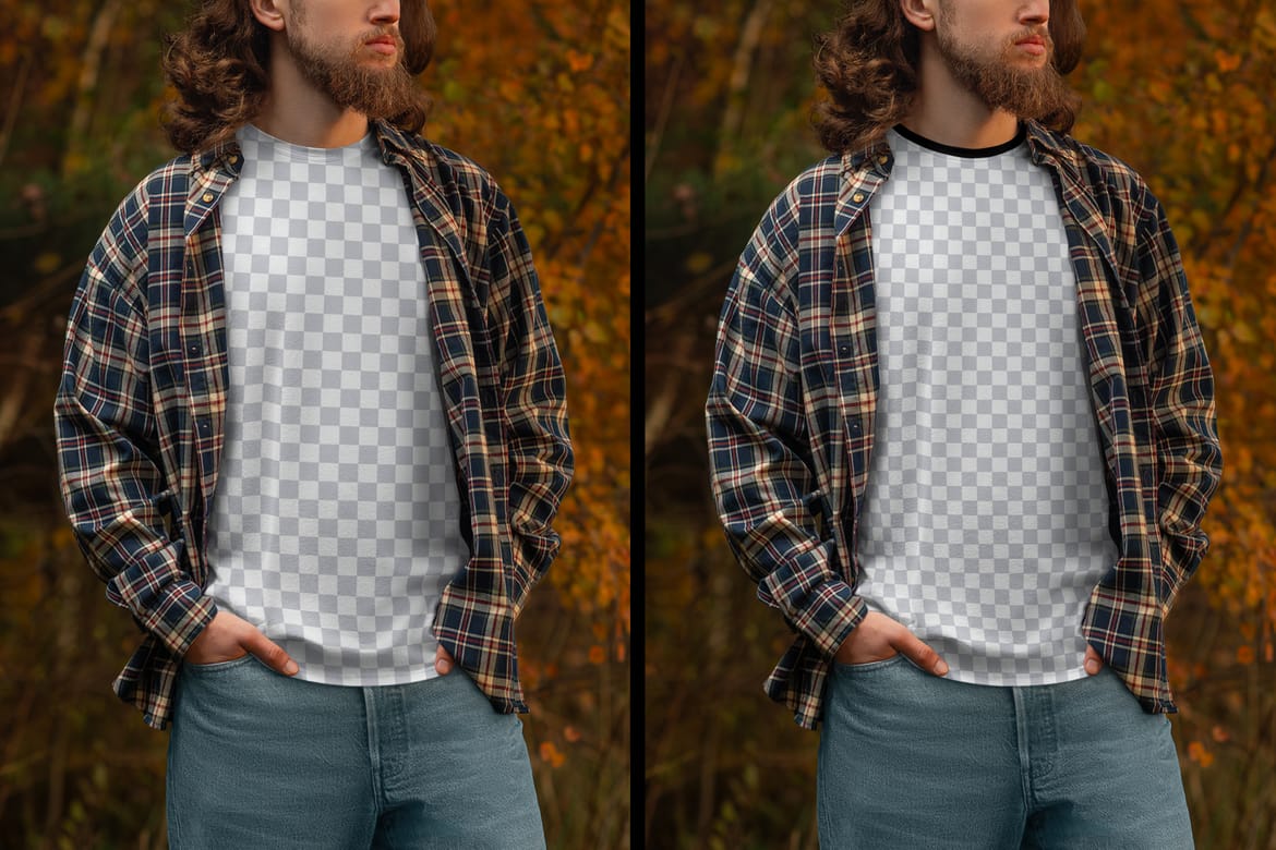5 Mockups of Men's T-Shirt at the Sunset Outdoor 