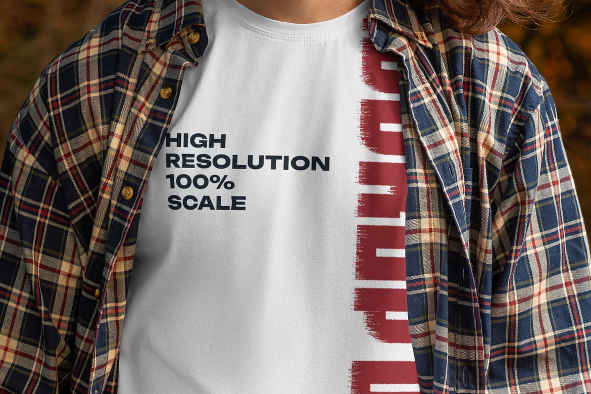 4 Mockups of Men's T-Shirt at the Sunset Outdoor. vol.02
