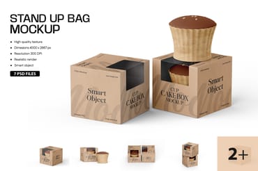 Cupcake Box With Window  Mockup