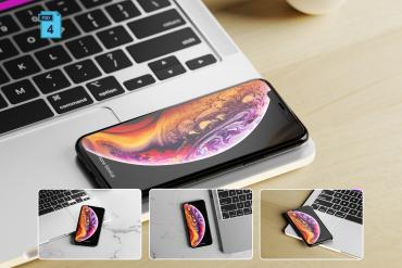 iPhone on Laptop Mockup