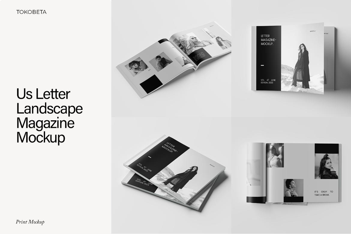 Us Letter Landscape Magazine Mockup