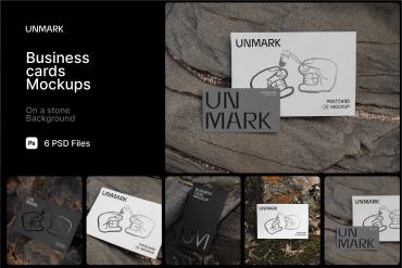 Dark Stone Mockup Bundle: Business Cards & Postcards