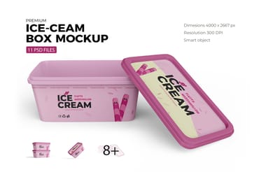 Ice Cream Container Box Mockup