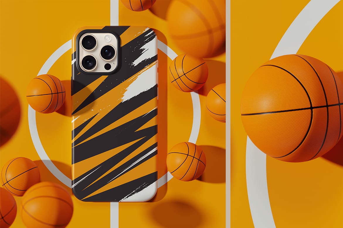 Smartphone Case Basketball Scene Mockup