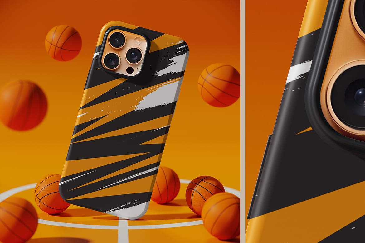 Smartphone Case Basketball Scene Mockup