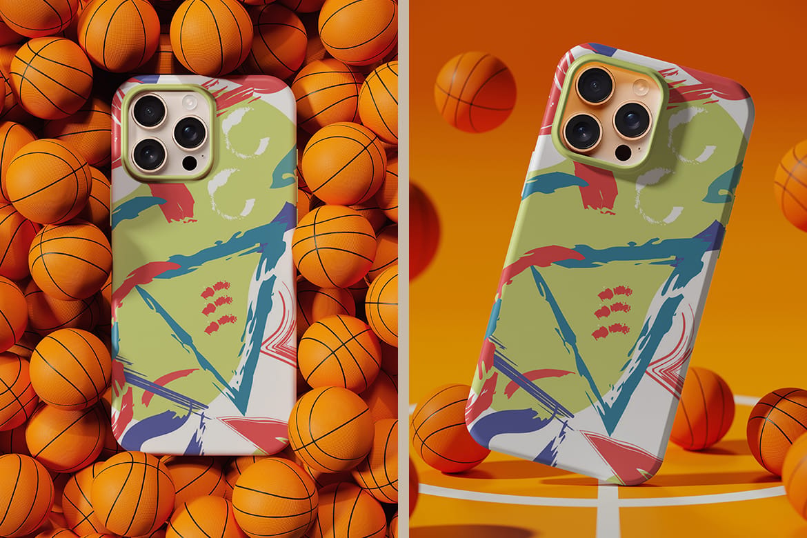 Smartphone Case Basketball Scene Mockup