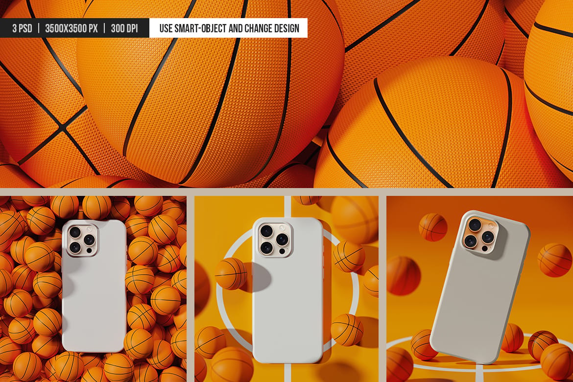 Smartphone Case Basketball Scene Mockup