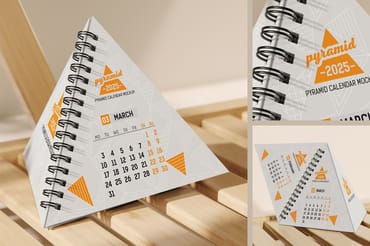 Spiral Flip Pyramid Calendar Mockup