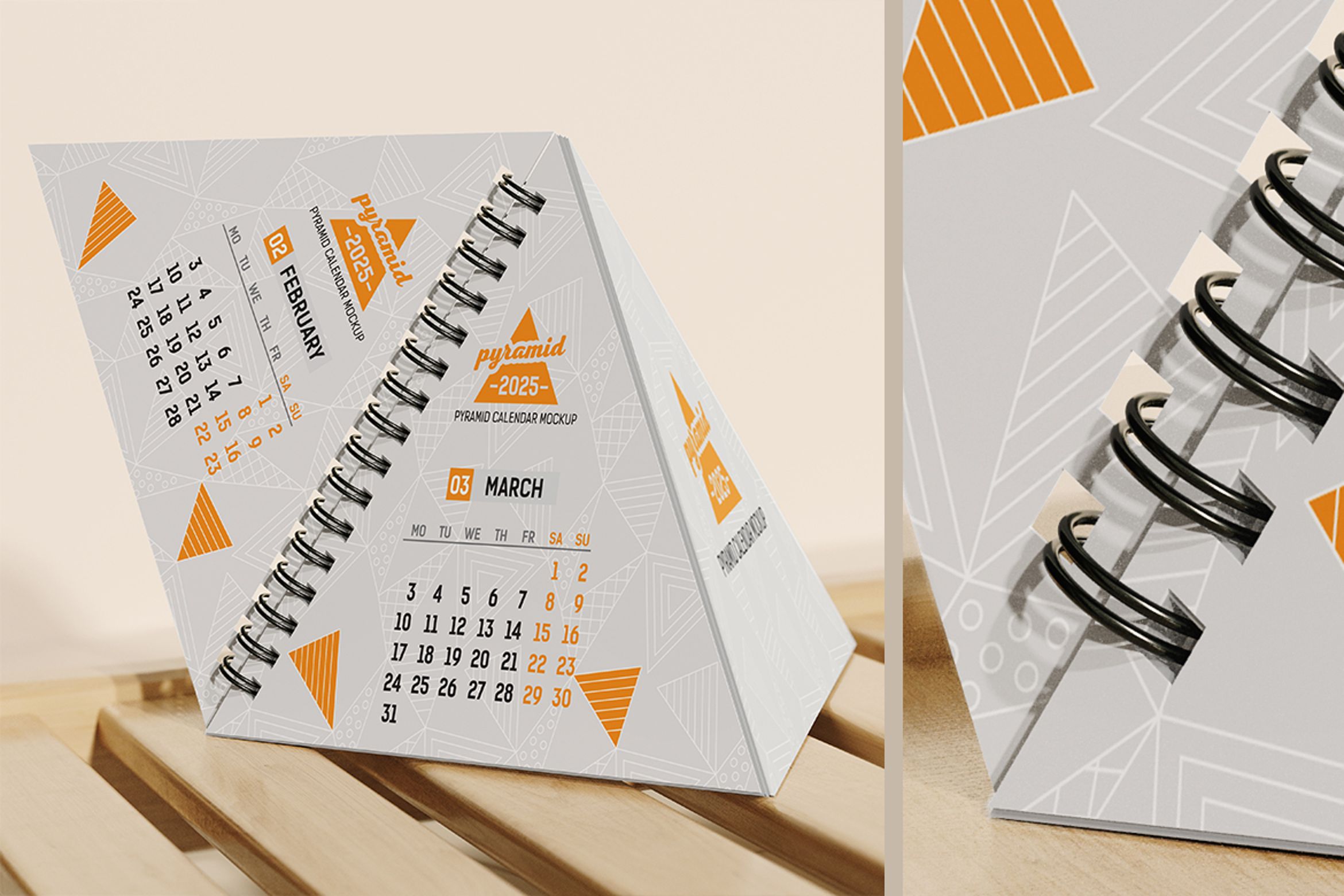 Spiral Flip Pyramid Calendar Mockup | Premium & Free PSD Mockup Store