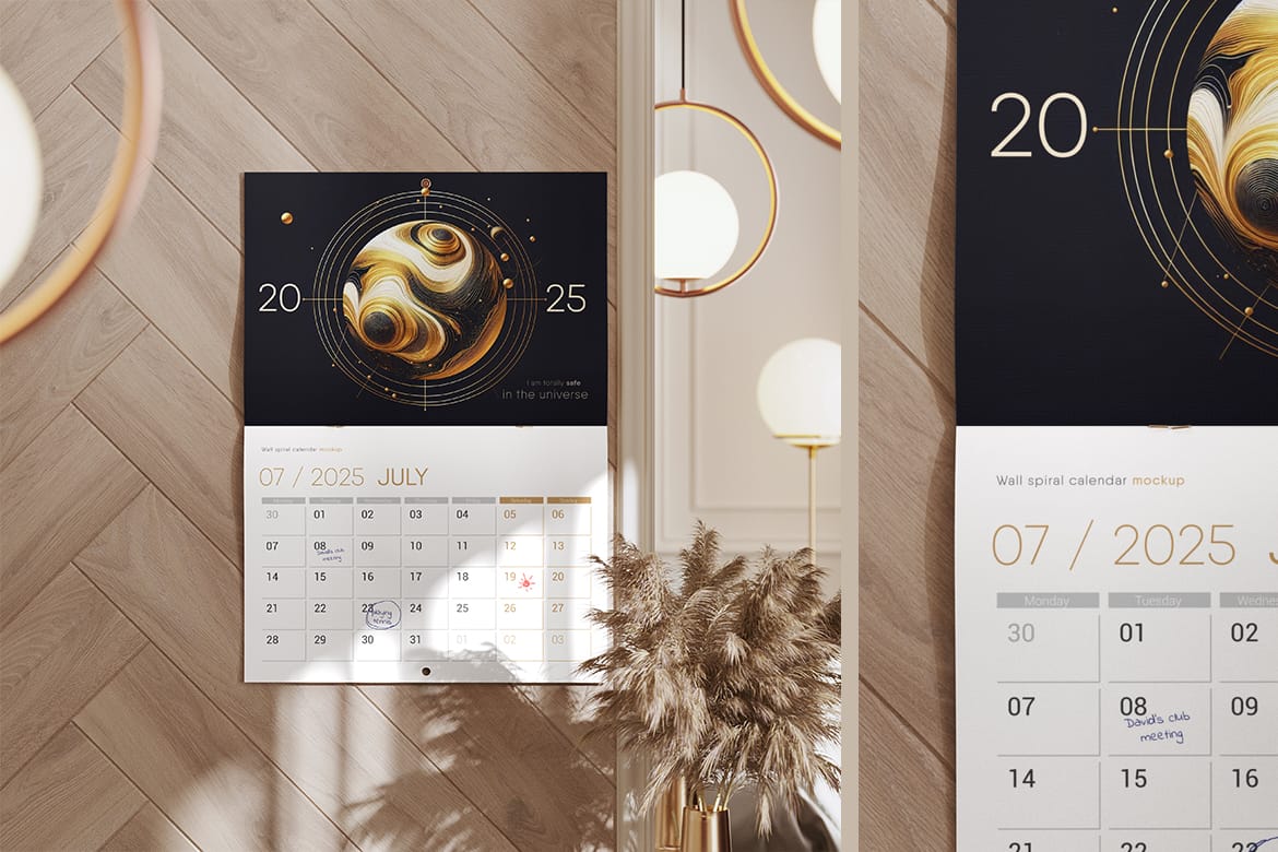 Monthly Wall Calendar Mockup