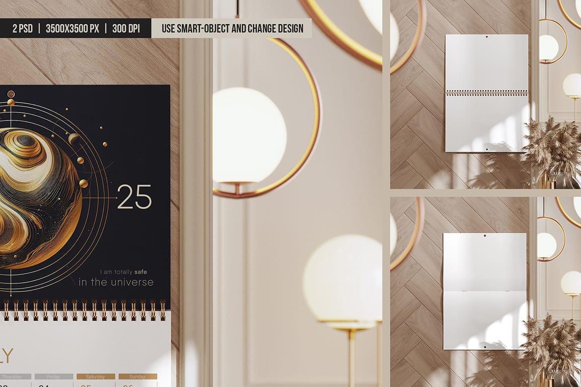 Monthly Wall Calendar Mockup