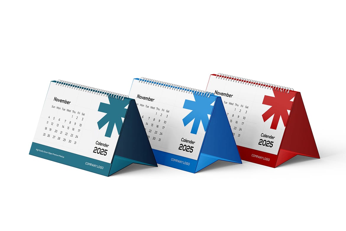 Spiral Desk Calendar Mockup 