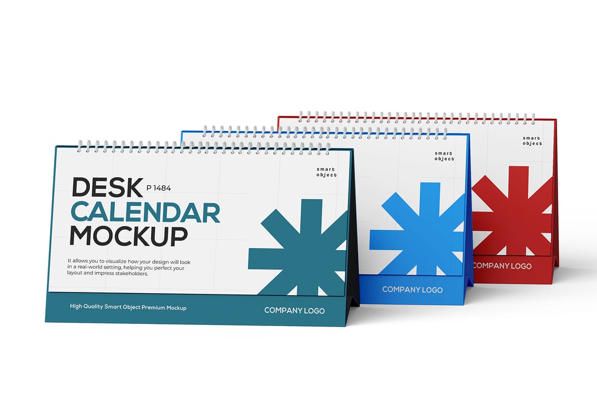 Spiral Desk Calendar Mockup 
