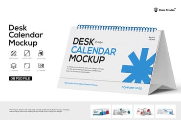 Spiral Desk Calendar Mockup 