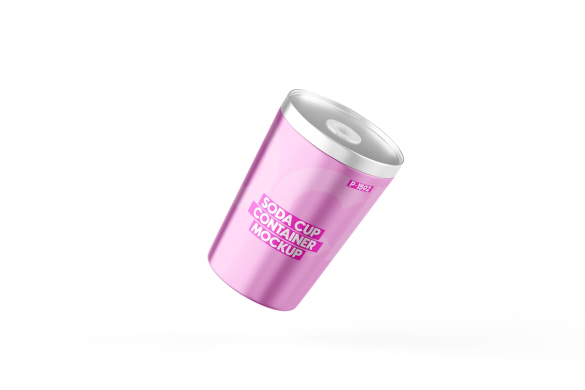  Aluminum Soda Cup With Straw Mockup