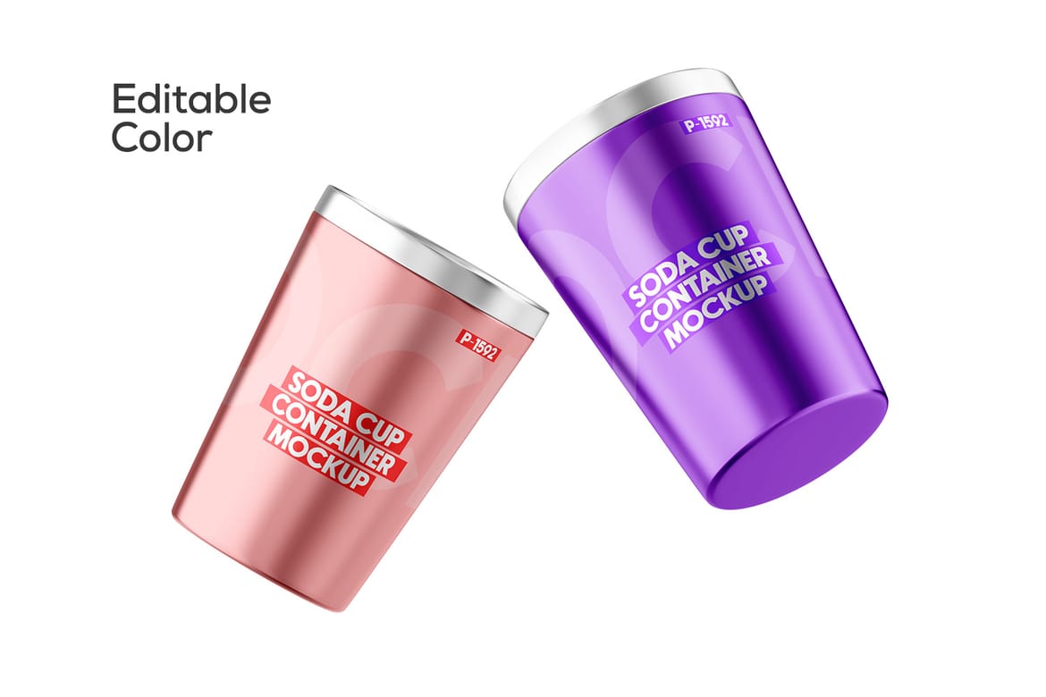  Aluminum Soda Cup With Straw Mockup