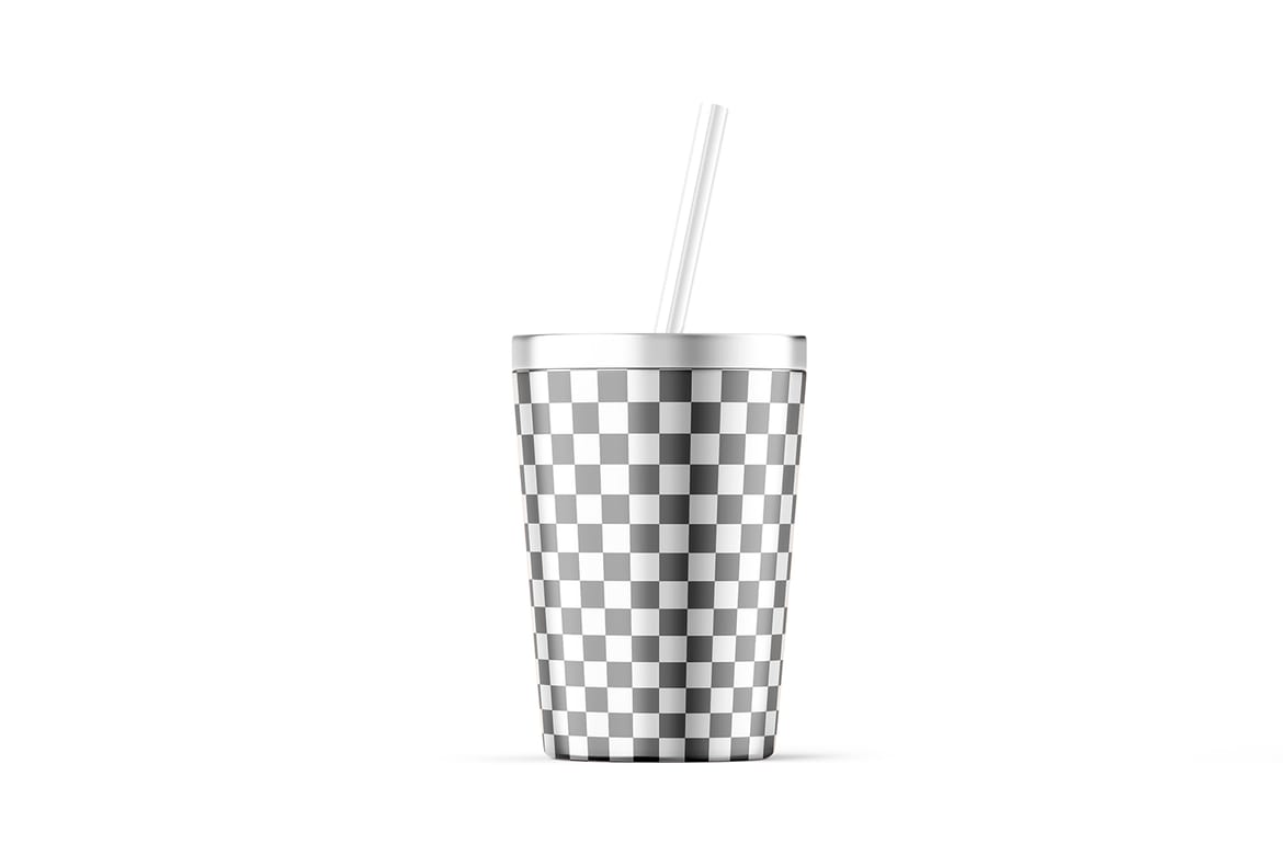 Aluminum Soda Cup With Straw Mockup