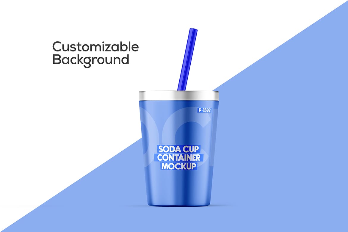  Aluminum Soda Cup With Straw Mockup