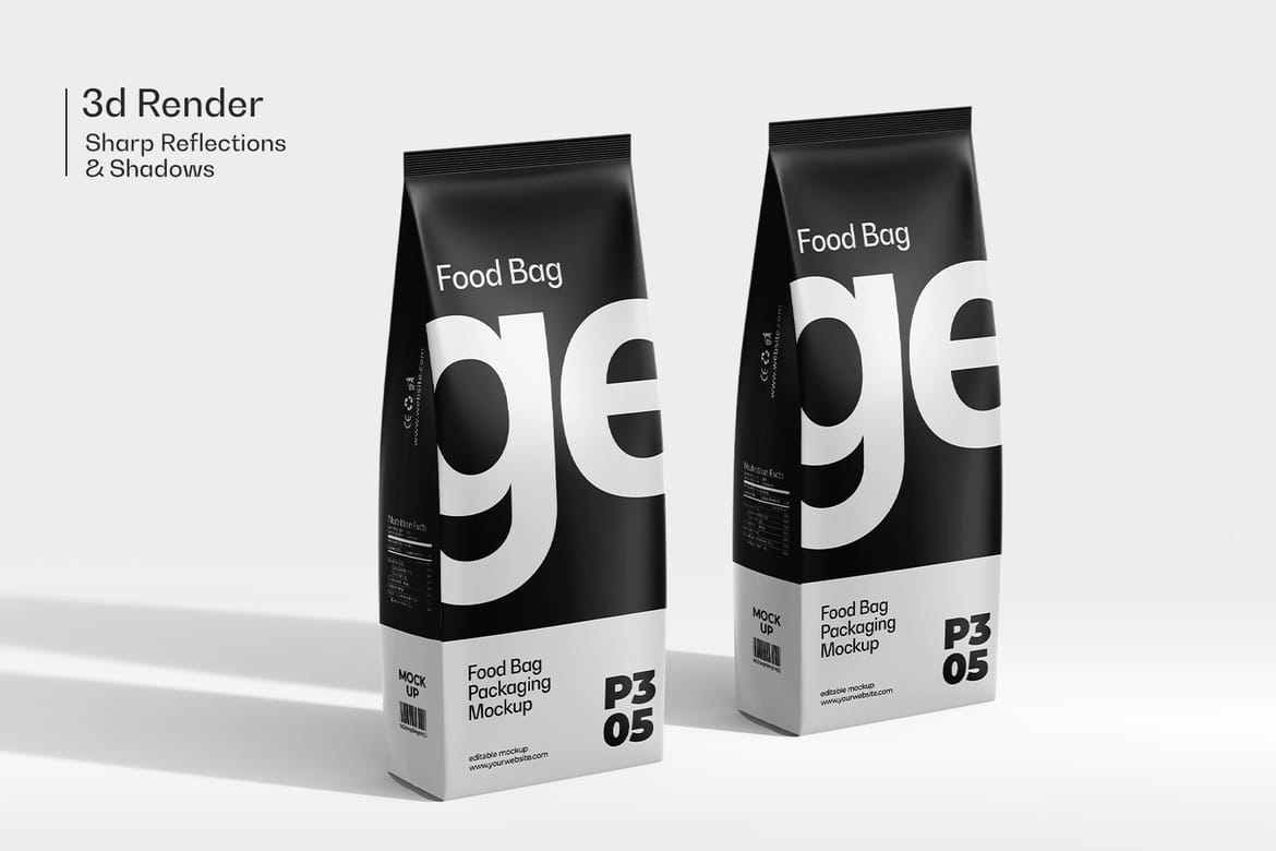 Food or Coffee Pouch Bag Mockup