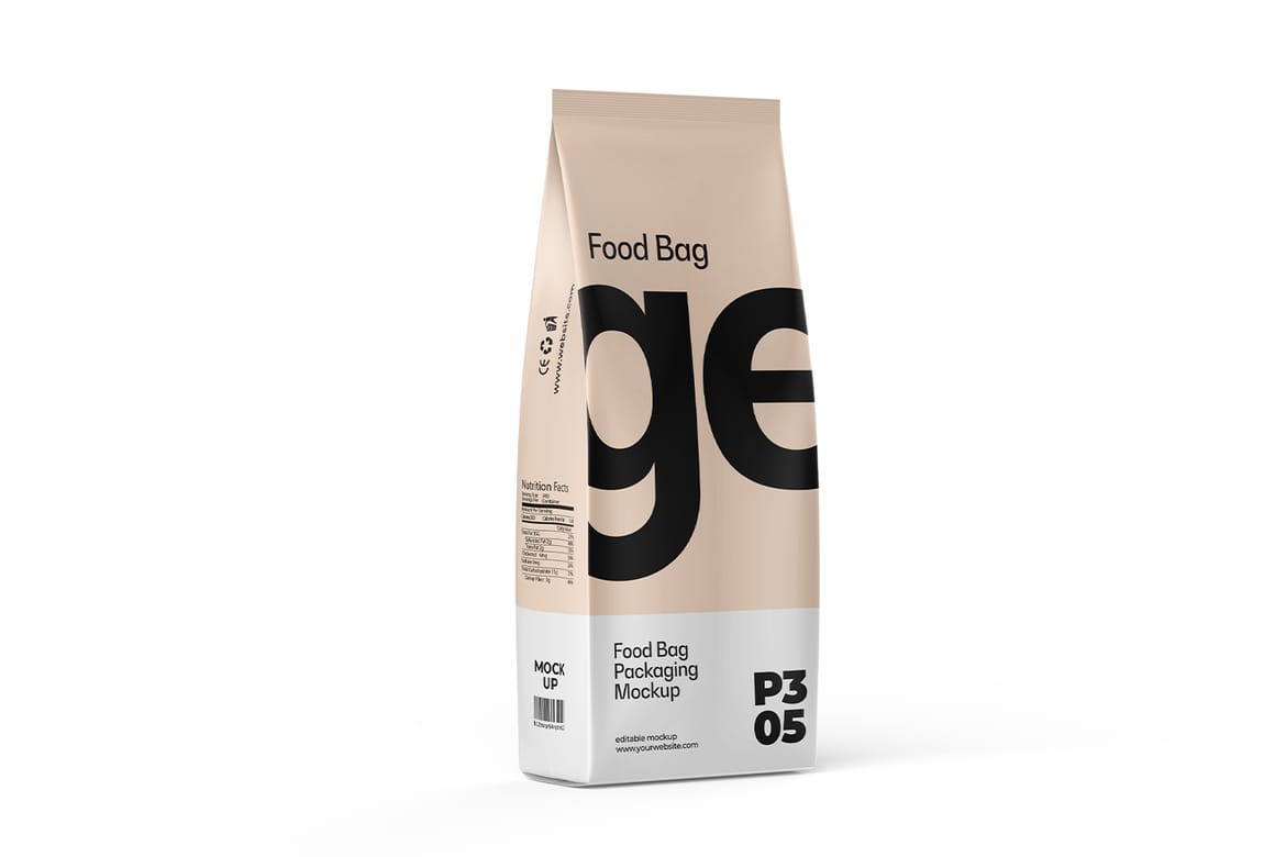 Food or Coffee Pouch Bag Mockup
