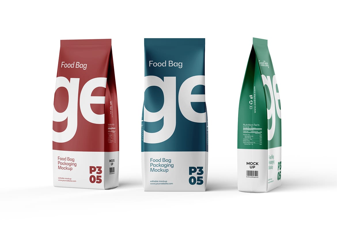 Food or Coffee Pouch Bag Mockup
