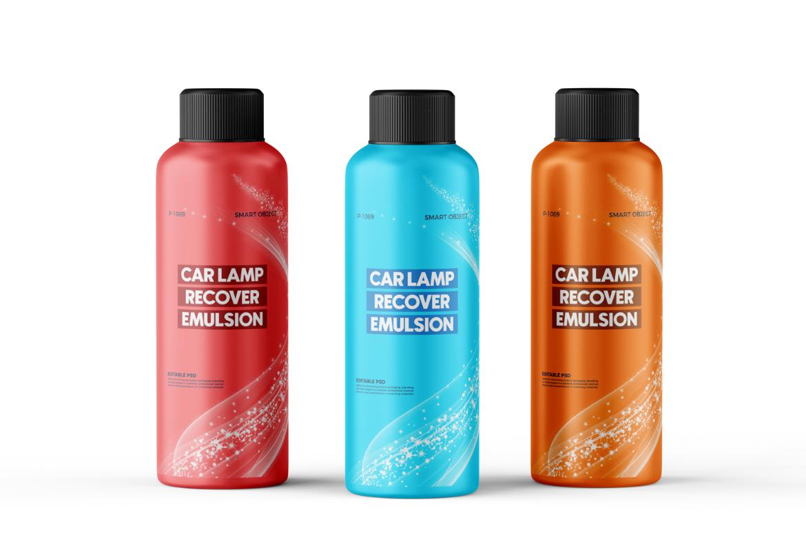 Car Headlight Cleaner Bottle PSD Mockup