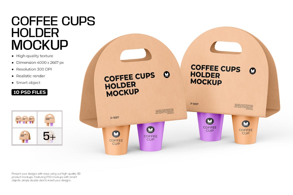 Coffee Cups Holder Mockup