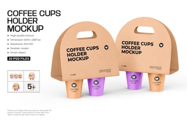 Coffee Cups Holder Mockup