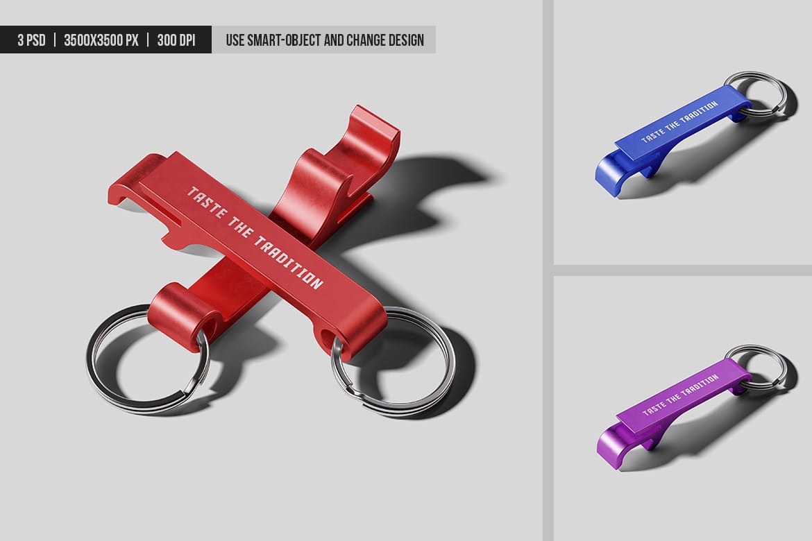 Metal Keychain Bottle Opener Mockup