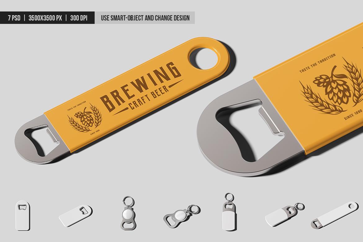 Set of Different Bottle Openers Mockup