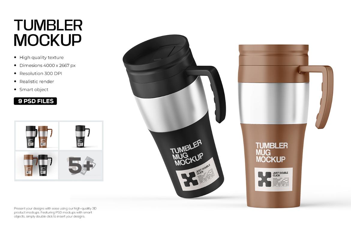 Thermos Tumbler With Handle Mockup