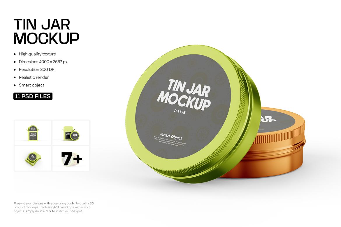 Cosmetic Tin Jar Mockup