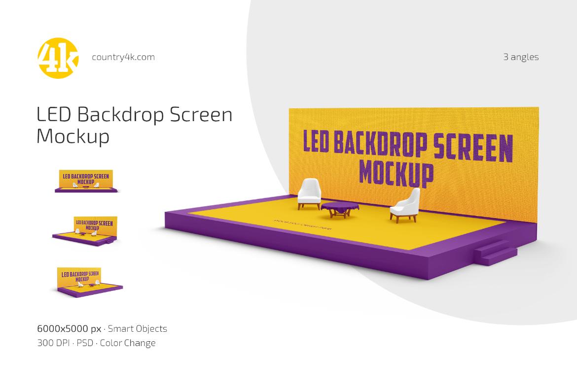 LED Backdrop Screen Mockup Set