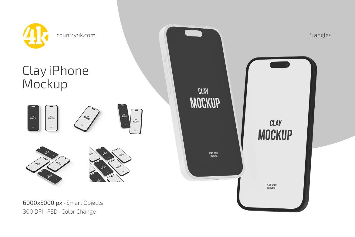 Clay iPhone Mockup Set