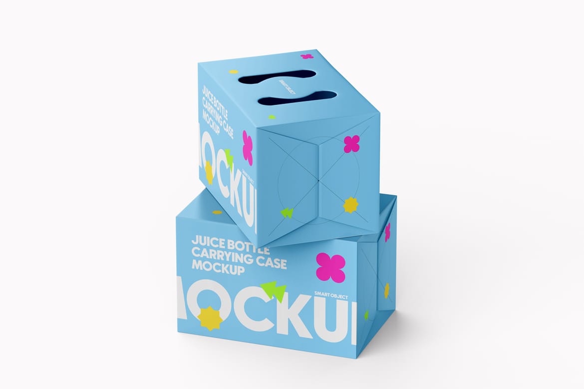 Juice Carrying Cardboard Box Mockup