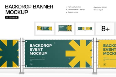 Advertising Mesh Fence Banner Mockup