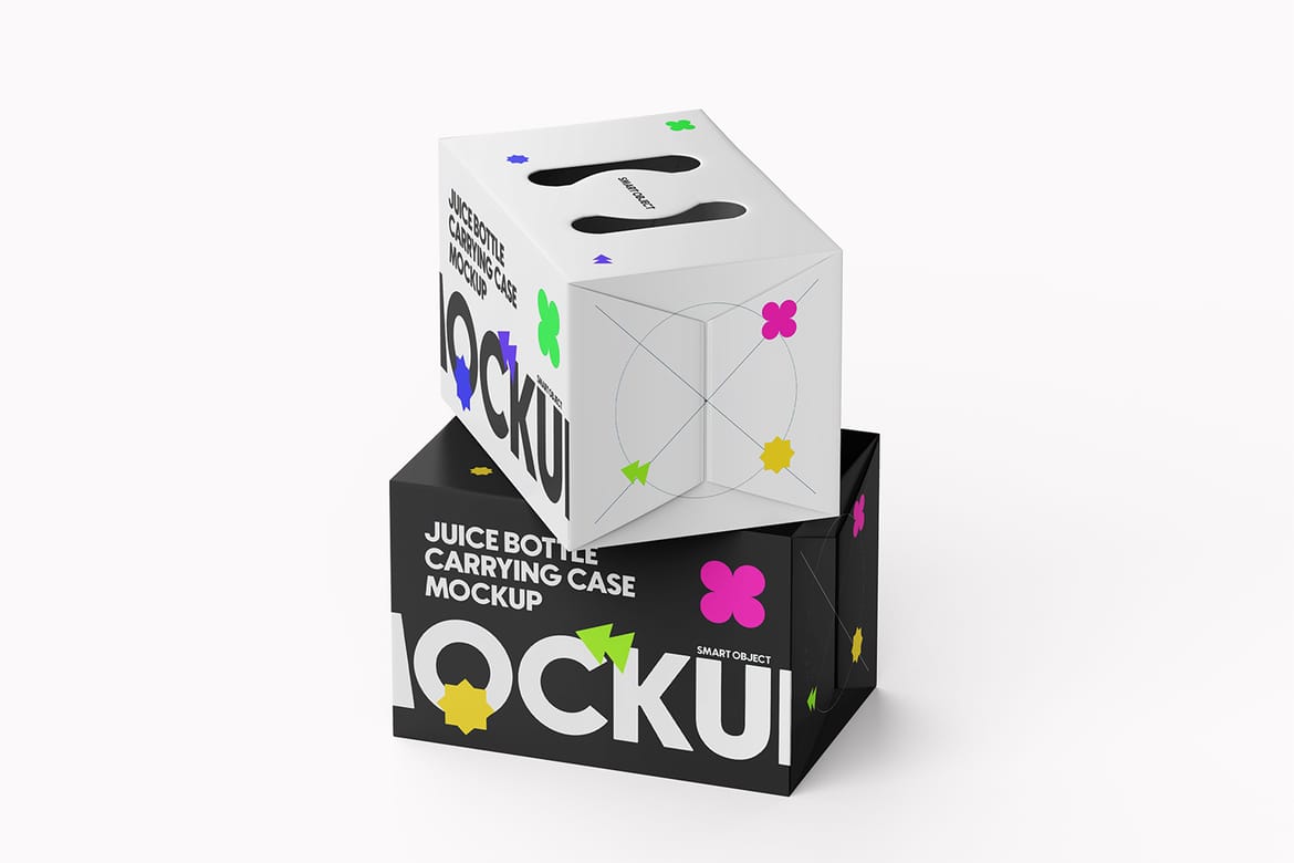 Juice Carrying Cardboard Box Mockup