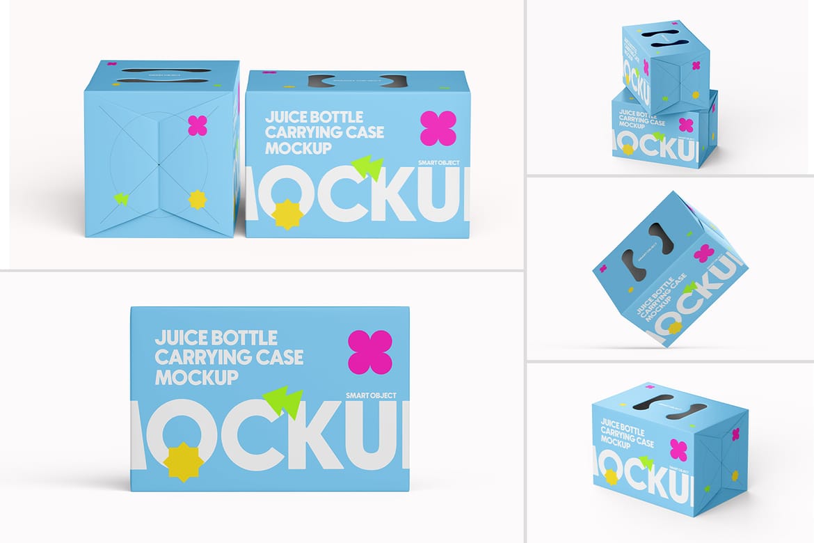 Juice Carrying Cardboard Box Mockup