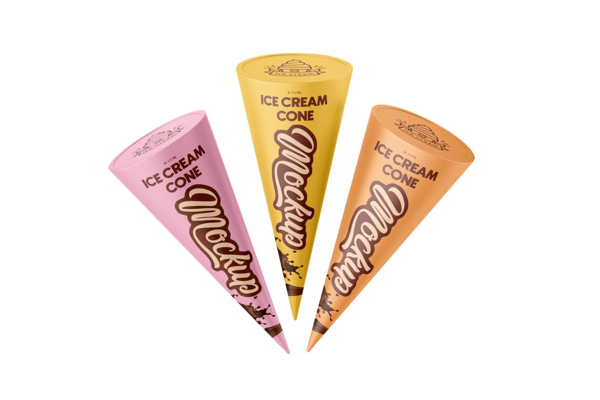 Realistic Ice Cream Cone Mockup